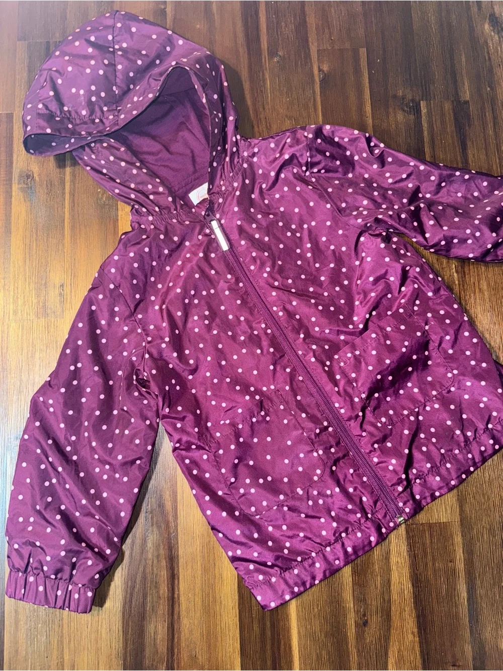 Wonder Nation Girls Size 5T Purple Polka Dot Hooded Jacket